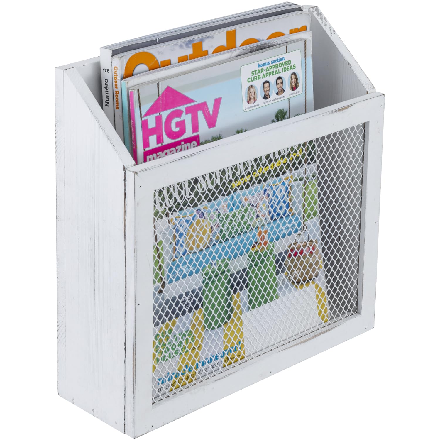 Amazon.com: MyGift Rustic Magazine Holder Vintage White Wood and